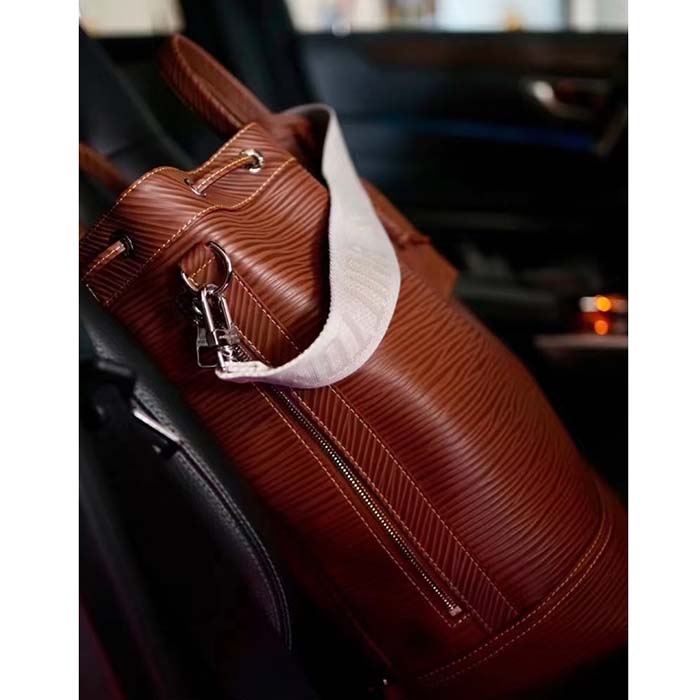 Louis Vuitton LV Unisex Maxi Noé Sling Cognac Calf Leather Drawstring Inside-Hook Closure Double Handle