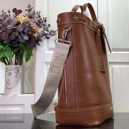 Louis Vuitton LV Unisex Maxi Noé Sling Cognac Calf Leather Drawstring Inside-Hook Closure Double Handle