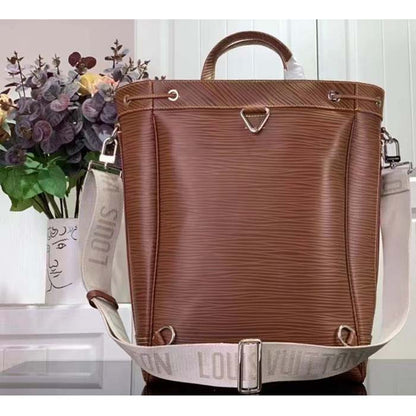 Louis Vuitton LV Unisex Maxi Noé Sling Cognac Calf Leather Drawstring Inside-Hook Closure Double Handle