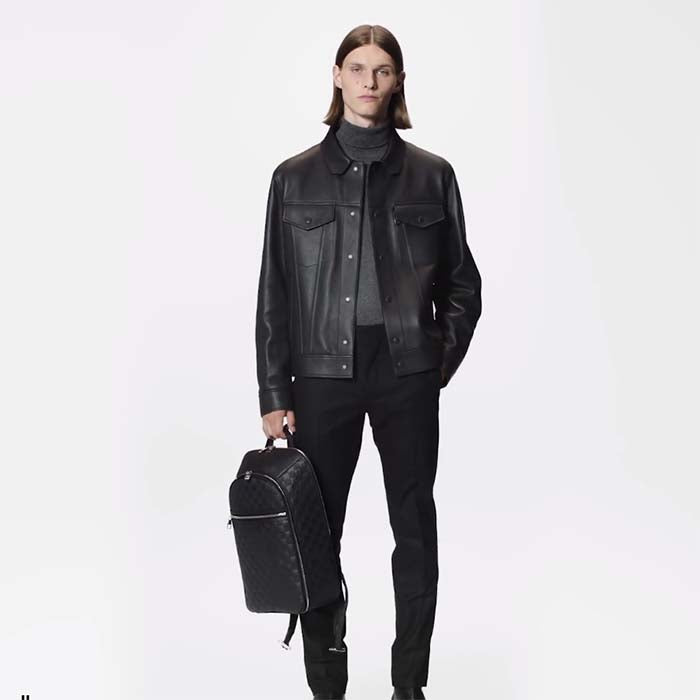 Louis Vuitton LV Unisex Michael Backpack Nv2 Black Damier Infini Onyx Cowhide Leather