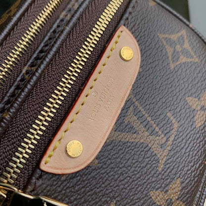 Louis Vuitton LV Unisex Mini Bumbag Brown Natural Cowhide Leather Monogram Coated Canvas