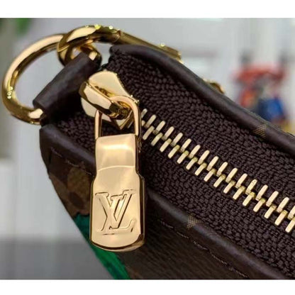 Louis Vuitton LV Unisex Mini Pochette Accessoires Dragon Fruit Pink Monogram Coated Canvas