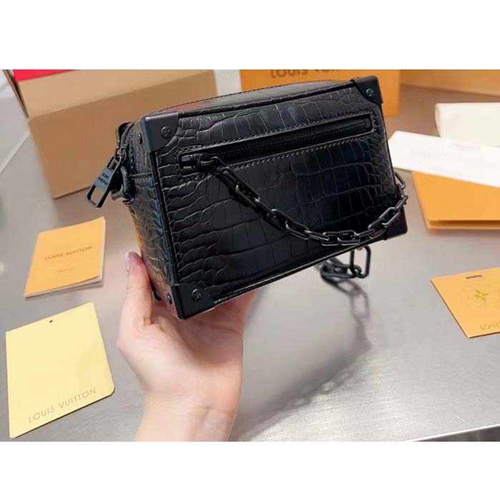 Louis Vuitton LV Unisex Mini Soft Trunk Bag Black Interior Flat External Zipped Pocket
