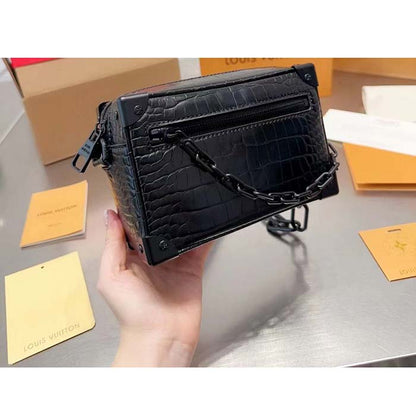 Louis Vuitton LV Unisex Mini Soft Trunk Bag Black Interior Flat External Zipped Pocket