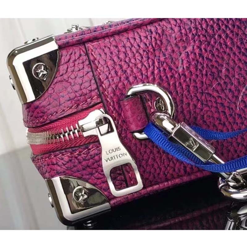 Louis Vuitton LV Unisex Mini Soft Trunk Blue Pink Taurillon Cowhide Leather