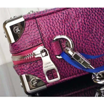 Louis Vuitton LV Unisex Mini Soft Trunk Blue Pink Taurillon Cowhide Leather