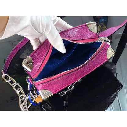 Louis Vuitton LV Unisex Mini Soft Trunk Blue Pink Taurillon Cowhide Leather