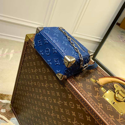 Louis Vuitton LV Unisex Mini Soft Trunk Denim Blue Cowhide Leather