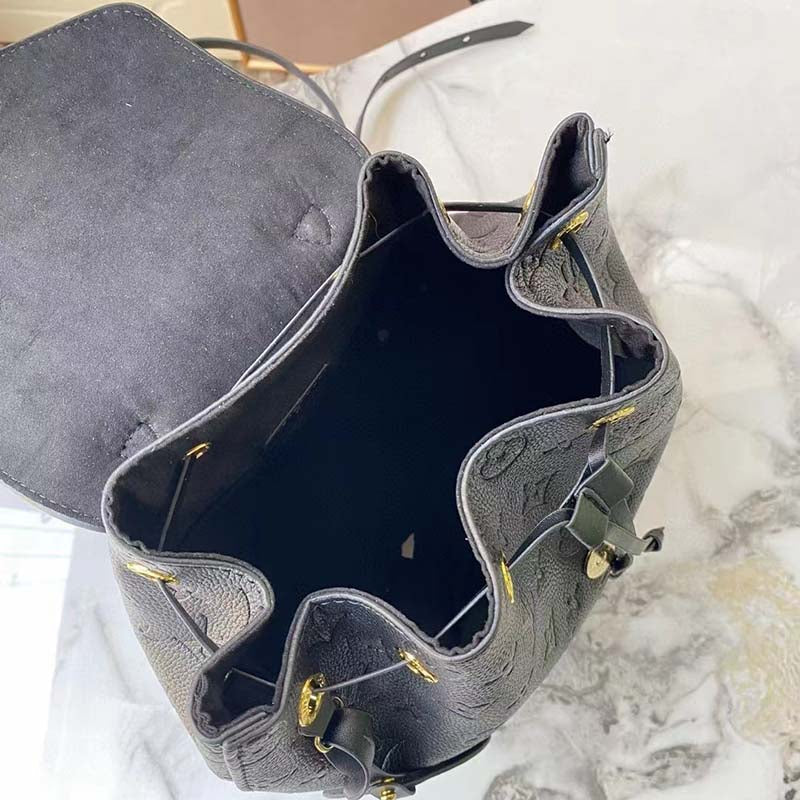 Louis Vuitton LV Unisex Montsouris Backpack Black Black Embossed Cowhide Leather