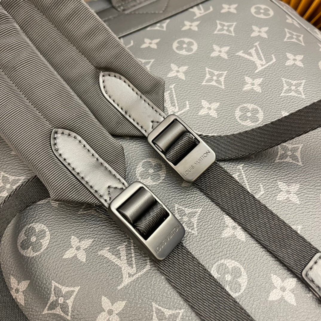 Louis Vuitton LV Unisex Montsouris Backpack Monogram Eclipse Coated Canvas Cowhide Leather