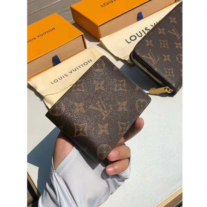 Louis Vuitton LV Unisex Multiple Wallet Brown Coated Canvas Cowhide Leather
