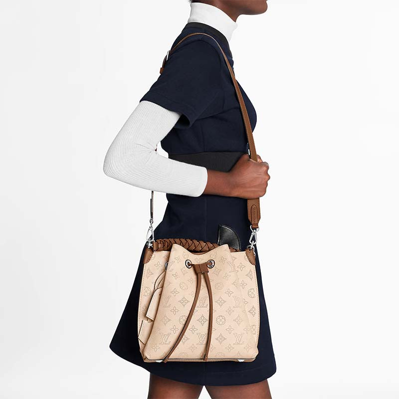 Louis Vuitton LV Women Muria Bucket Bag Crème Beige Mahina Perforated Calf Leather