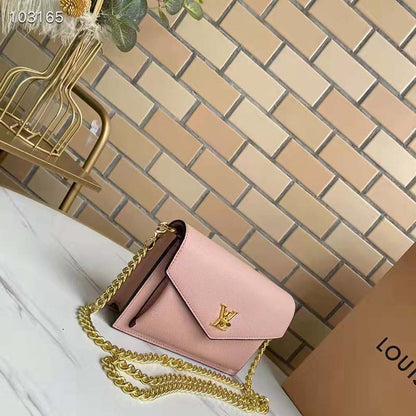 Louis Vuitton LV Women Mylockme Chain Pochette Beige Soft Grained Calfskin
