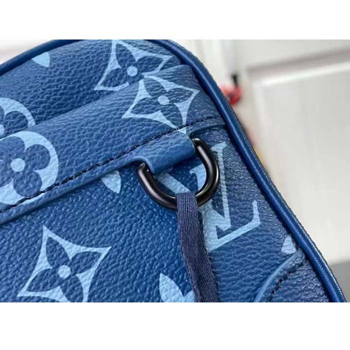 Louis Vuitton LV Unisex Nano Alpha Atlantic Blue Monogram Coated Canvas Cowhide Leather
