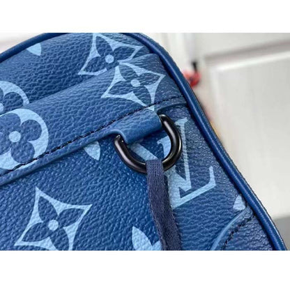 Louis Vuitton LV Unisex Nano Alpha Atlantic Blue Monogram Coated Canvas Cowhide Leather