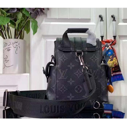 Louis Vuitton LV Unisex Nano Christopher Monogram Eclipse Coated Canvas Cowhide Leather