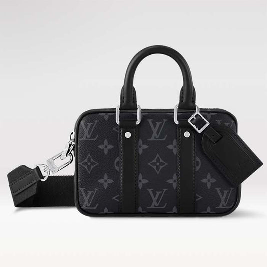 Louis Vuitton LV Unisex Nano Porte Documents Voyage Monogram Eclipse Coated Canvas Cowhide Leather