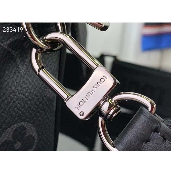Louis Vuitton LV Unisex Nano Porte Documents Voyage Monogram Eclipse Coated Canvas Cowhide Leather