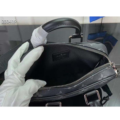 Louis Vuitton LV Unisex Nano Porte Documents Voyage Monogram Eclipse Coated Canvas Cowhide Leather