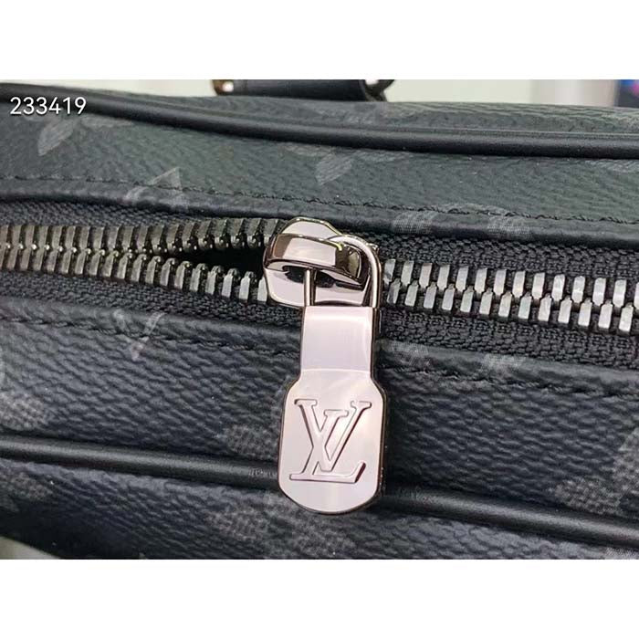 Louis Vuitton LV Unisex Nano Porte Documents Voyage Monogram Eclipse Coated Canvas Cowhide Leather