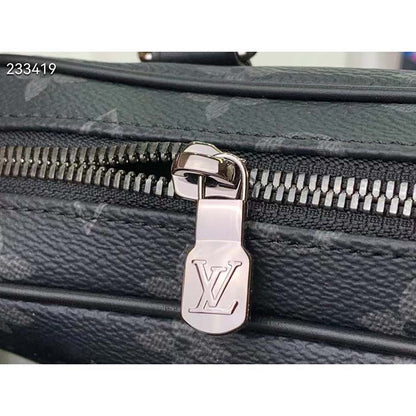 Louis Vuitton LV Unisex Nano Porte Documents Voyage Monogram Eclipse Coated Canvas Cowhide Leather