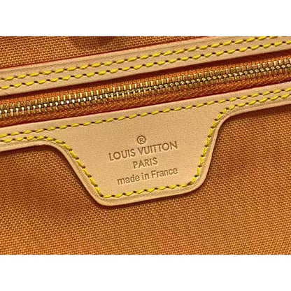 Louis Vuitton LV Unisex Neverfull MM Beige Ocher Monopaname Coated Canvas Cowhide Leather