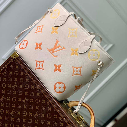 Louis Vuitton LV Unisex Neverfull MM Neutral Gradient Monogram Empreinte Embossed Cowhide Leather