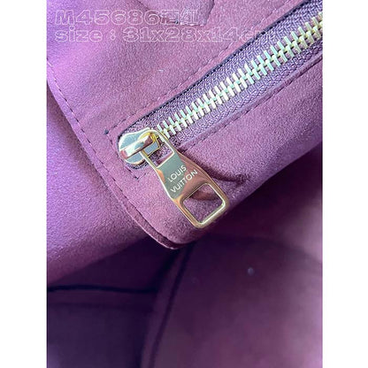 Louis Vuitton LV Unisex Neverfull MM Wine Red Monogram Empreinte Embossed Grained Cowhide Leather