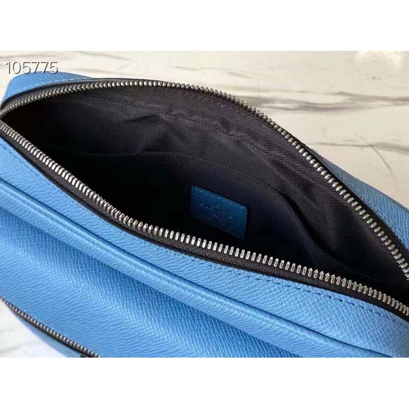Louis Vuitton LV Unisex Outdoor Messenger Navy Blue Taiga Cowhide Leather Monogram Canvas