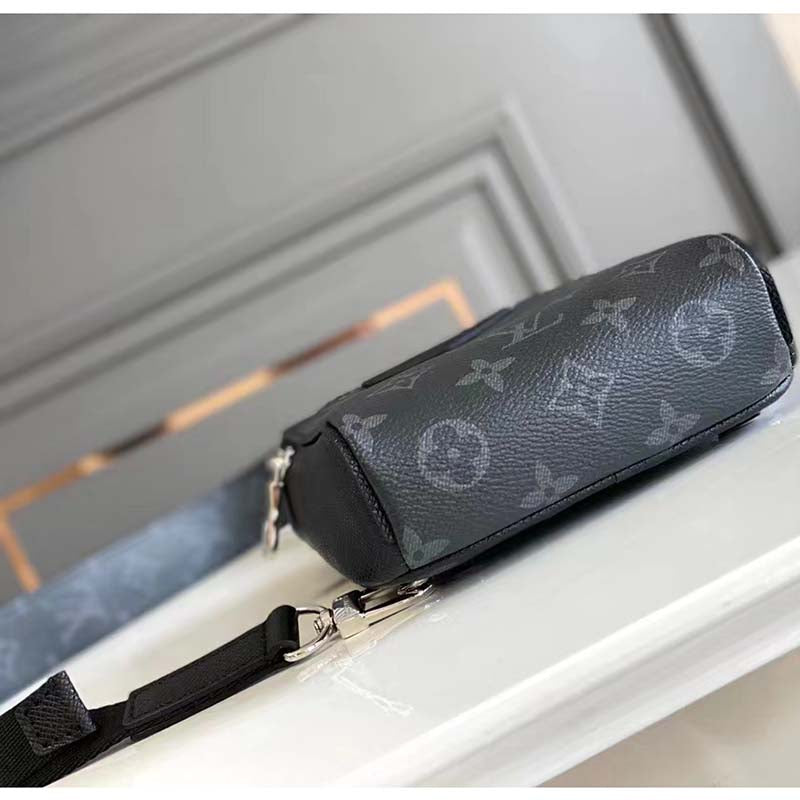 Louis Vuitton LV Unisex Outdoor Sling Bag Black Coated Canvas Cowhide Leather
