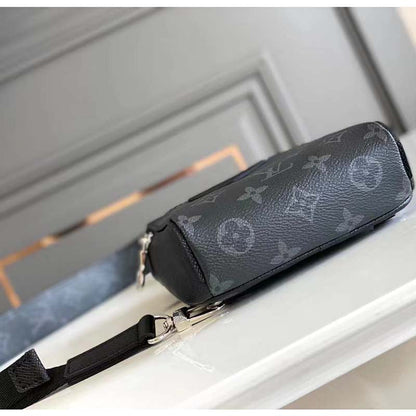 Louis Vuitton LV Unisex Outdoor Sling Bag Black Coated Canvas Cowhide Leather
