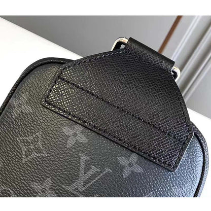 Louis Vuitton LV Unisex Outdoor Sling Bag Black Coated Canvas Cowhide Leather