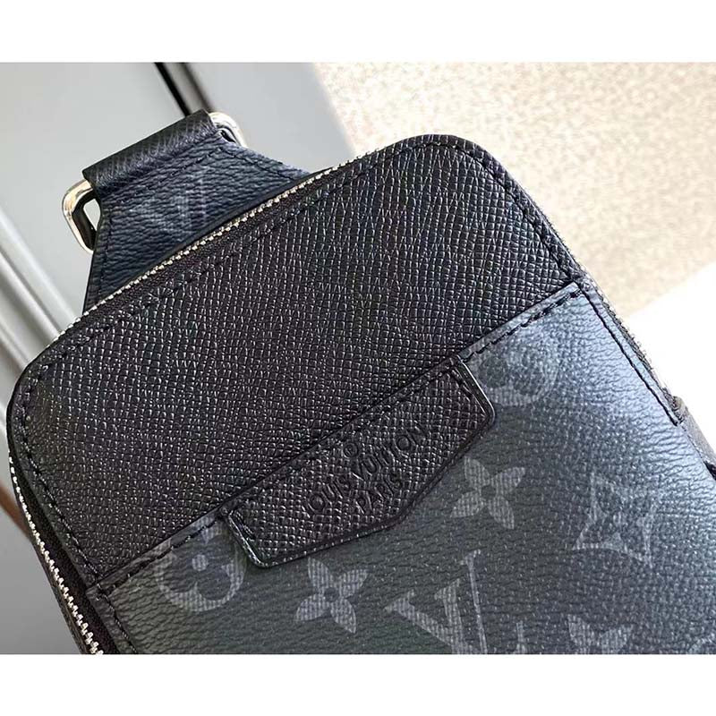 Louis Vuitton LV Unisex Outdoor Sling Bag Black Coated Canvas Cowhide Leather