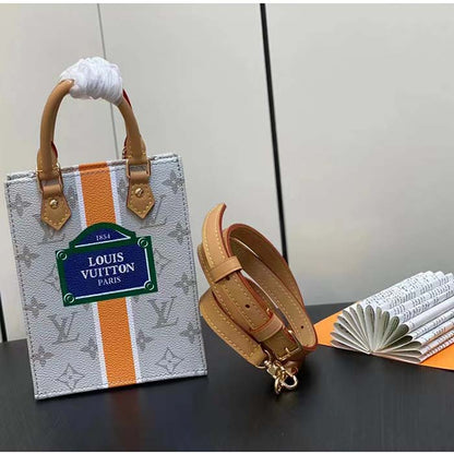 Louis Vuitton LV Unisex Petit Sac Plat Bag Beige Ocher Monopaname Coated Canvas Cowhide Leather