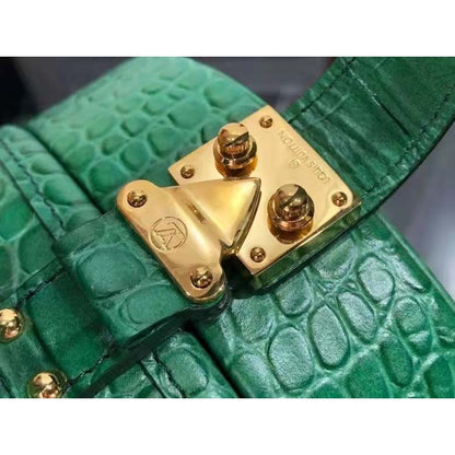 Louis Vuitton LV Unisex Petite Boite Chapeau Green Matte Alligator Leather