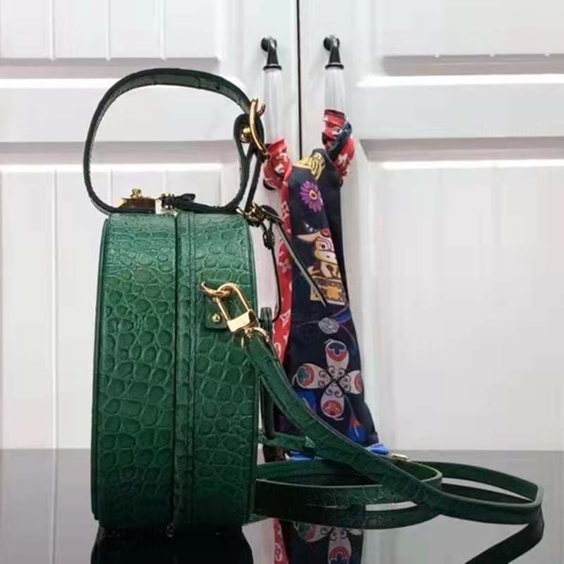 Louis Vuitton LV Unisex Petite Boite Chapeau Green Matte Alligator Leather