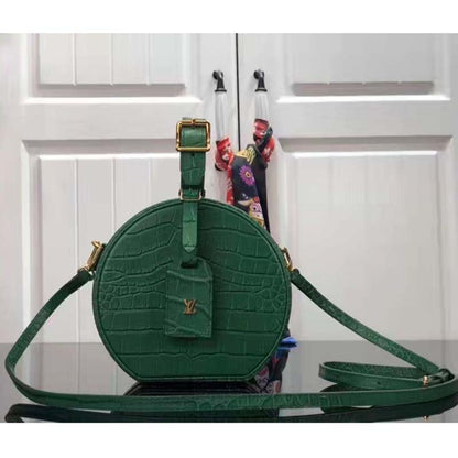 Louis Vuitton LV Unisex Petite Boite Chapeau Green Matte Alligator Leather