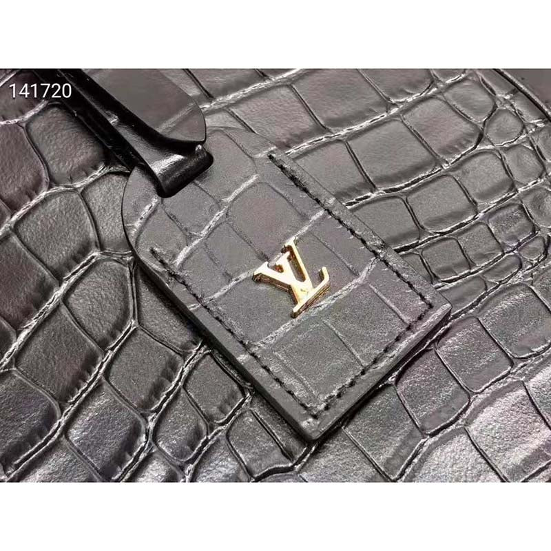 Louis Vuitton LV Unisex Petite Boite Chapeau Latte Matte Matte Alligator Leather