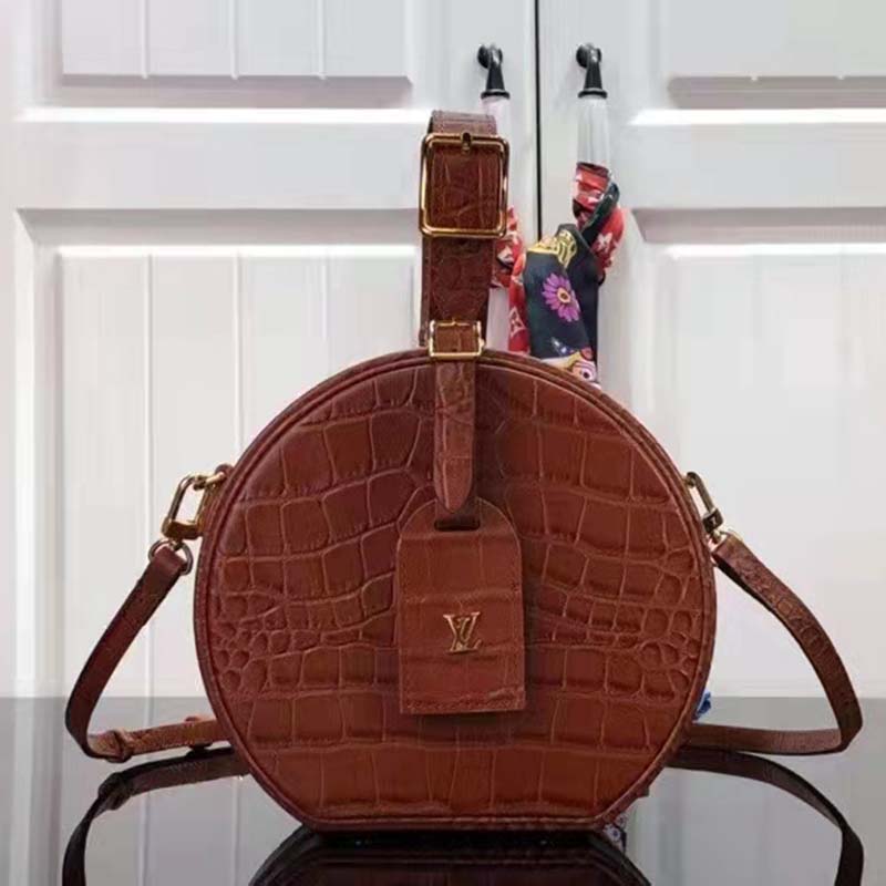 Louis Vuitton LV Unisex Petite Boite Chapeau Orange Matte Alligator Leather