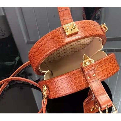 Louis Vuitton LV Unisex Petite Boite Chapeau Orange Matte Alligator Leather