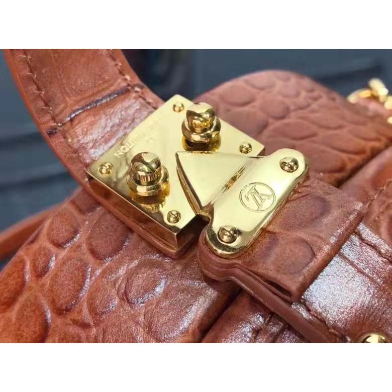 Louis Vuitton LV Unisex Petite Boite Chapeau Orange Matte Alligator Leather