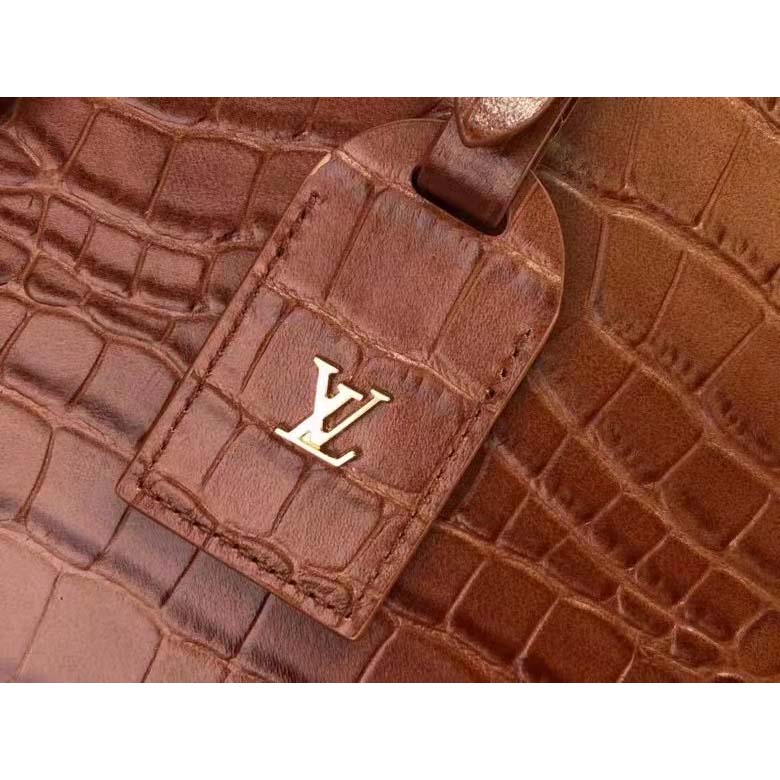 Louis Vuitton LV Unisex Petite Boite Chapeau Orange Matte Alligator Leather