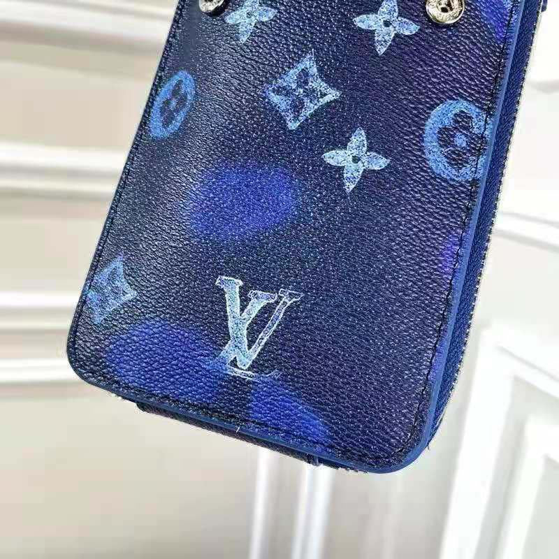 Louis Vuitton LV Unisex Phone Pouch Ink Watercolor Cowhide Leather