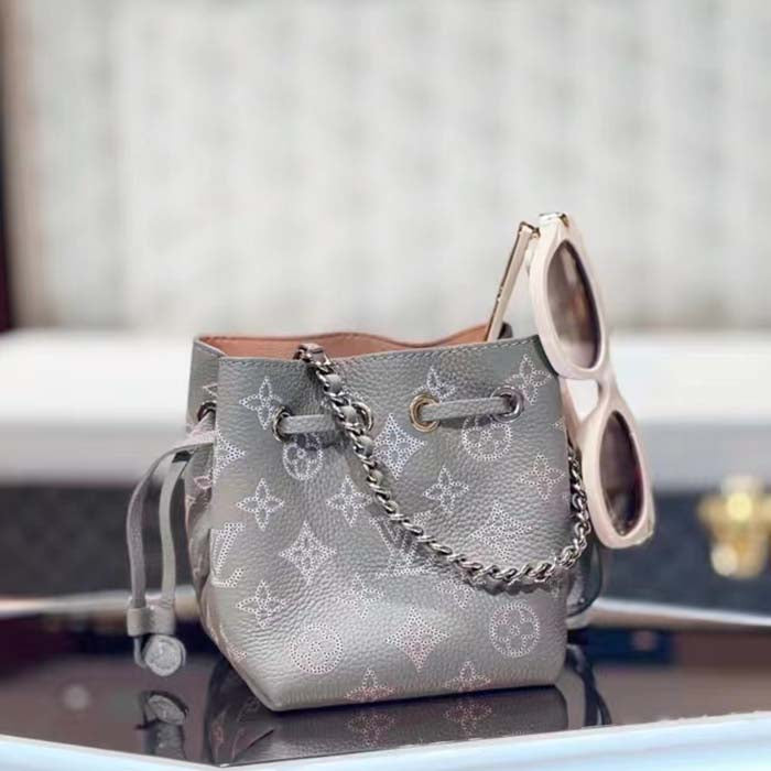 Louis Vuitton LV Unisex Pico Bella Gray Mahina Perforated Calf Leather Microfiber Lining