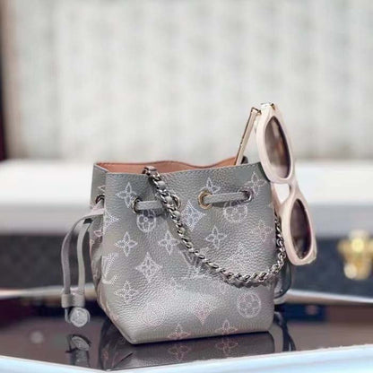 Louis Vuitton LV Unisex Pico Bella Gray Mahina Perforated Calf Leather Microfiber Lining