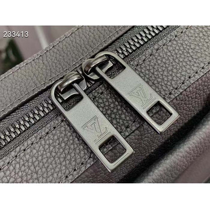 Louis Vuitton LV Unisex Pilot Briefcase Black Cowhide Leather Textile Lining