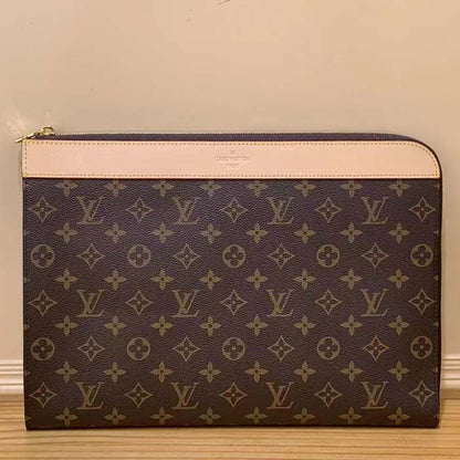 Louis Vuitton LV Unisex Pochette Jour Monogram Coated Canvas Aged Cowhide Leather
