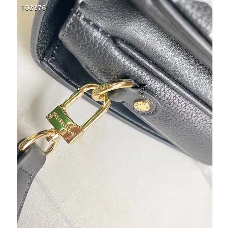 Louis Vuitton LV Women Pochette Metis Bag Black Embroidered Embossed Supple Grained Cowhide