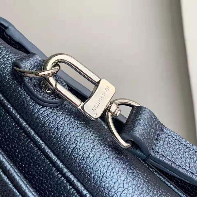 Louis Vuitton LV Women Pochette Metis Bag Navy Nacre Embossed Grained Cowhide Leather