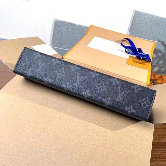 Louis Vuitton LV Unisex Pochette Voyage MM Black Grey Monogram Eclipse Canvas